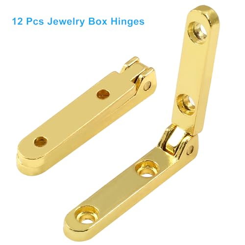 12 Pcs Jewelry Box Hinges, Gold - color: Gold