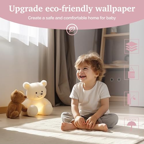 Dimoon 17.7''x236'' Peel and Stick Wallpaper Pink Contact Paper for New Environmentally Friendly Materials Thickening Upgrade Embossed Renter Friendly Wall Paper Modern Vinyl Wrap Countertop Bedroom - color: Pink, size: 17.7" x 236"
