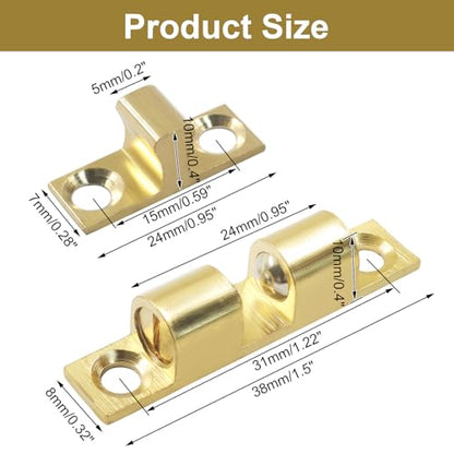 Double Roller Catch Cabinet Latches, 40mm, 4 Pack - color: Gold, size: 40 mm
