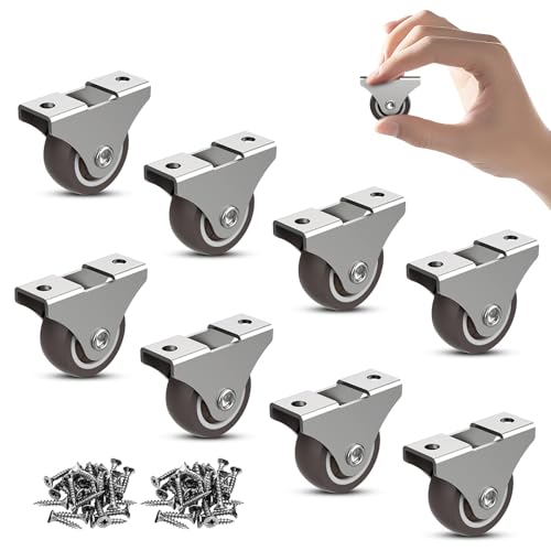 Fixed Caster Wheels 1.25 Inch Low Profile Furniture Wheels 8PCS - color: Brown 8PCS, size: 1.25 inch