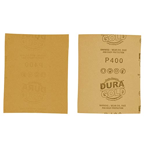 Dura-Gold Premium 1/4 Sheet Gold Sandpaper Sheets, 400 Grit (Box of 400) - size: 400-Grit