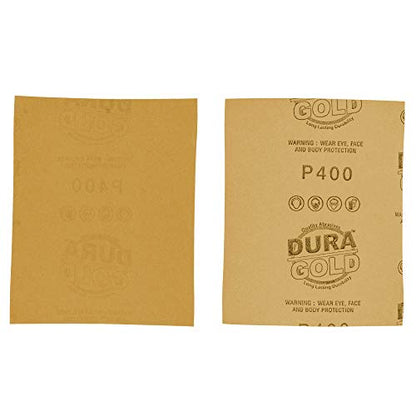 Dura-Gold Premium 1/4 Sheet Gold Sandpaper Sheets, 400 Grit (Box of 400) - size: 400-Grit