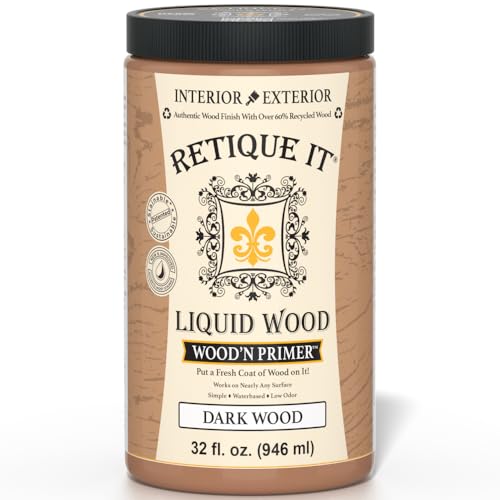Retique It Wood'n Primer - Paint it then stain it - Stainable Wood Fiber Paint (Dark Wood, Large) - color: Dark Wood, size: 32 Fl Oz (Pack of 1)