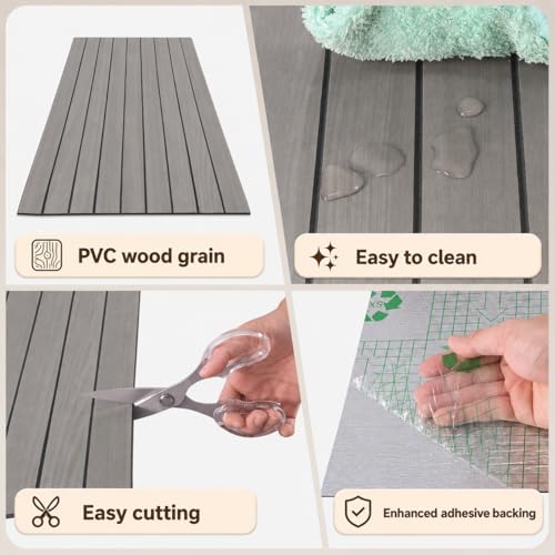 Peel and Stick Wood Slat Wall Panels, Grayish Brown, 118 x 15.7 in - color: Grayish Brown, size: 15.7" x 118"