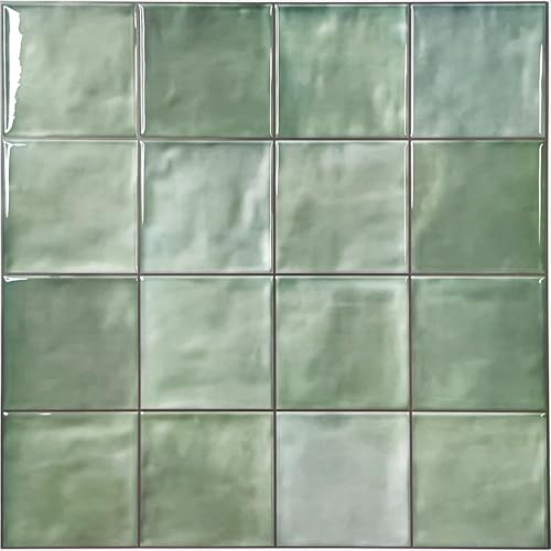 5 Pcs Peel and Stick Backsplash,3D Adhesive Wall Tiles-Spring Moss - color: Spring Moss, size: 12"x12"（5 Sheets）