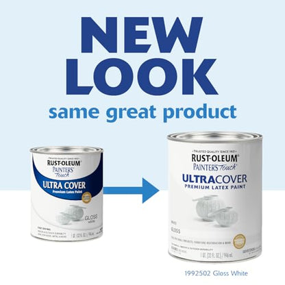 Rust-Oleum Painter's Touch Latex Brush-On Paint, Gloss White - color: Gloss White, size: 1 Quarts (Pack of 1)