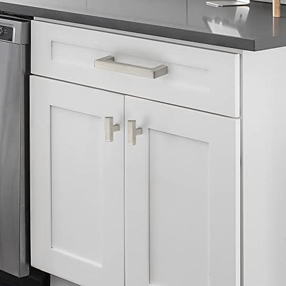 Brushed Nickel Cabinet Handles Drawer Pulls 3 Inch CC 10 Pack - color: Brushed Nickel Square, size: 3" Hole Center