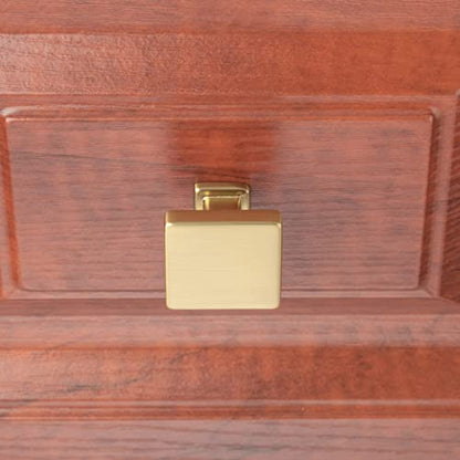 KOOFIZO 10 Pack Brushed Gold Cabinet Knobs, Square Single Hole Pulls K08 - color: Brushed Gold, size: Knob 1 - 10Pcs