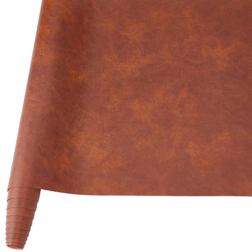 53.15 x 11.81 Inch Distressed Faux Vegan Leather Fabric Sheet Soft Smooth Upholstery PU Leather Roll Waterproof Synthetic Leatherette Sheet for DIY Crafts Upholstery Furniture(Chocolate) - color: Chocolate
