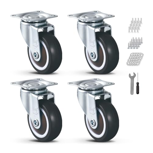1.5'' Caster Wheels Set of 4 Heavy Duty No Noise Castors, Swivel Top Plate Casters Wheels for Small Project, Nightstand, Side Table, Furniture and Workbench Cart (1.5 Inches Swivel) - style: 1.5 Inches Swivel