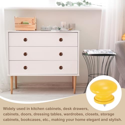 uxcell 8Pcs Round Wood Drawer Knob, 1.26" x 0.98" Self-Tapping Solid Wood Handle Round Cabinet Knob Mushroom Shape Wooden Knobs for Furniture Dresser Wardrobe, Yellow - color: Yellow, size: 1.26" x 0.98"
