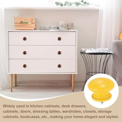 uxcell 8Pcs Round Wood Drawer Knob, 1.26" x 0.98" Self-Tapping Solid Wood Handle Round Cabinet Knob Mushroom Shape Wooden Knobs for Furniture Dresser Wardrobe, Yellow - color: Yellow, size: 1.26" x 0.98"