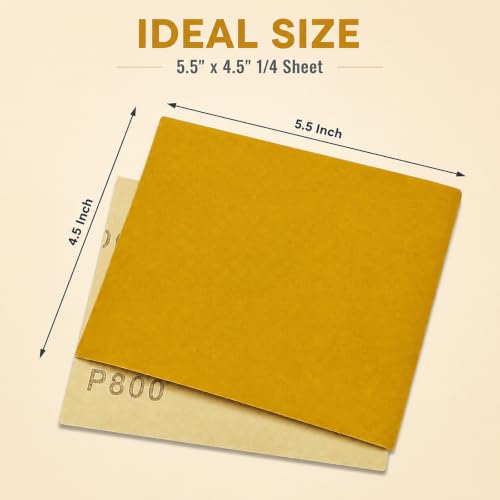 40 Pcs 1/4 Sheet Sandpaper, 120 Grit Premium Sand Paper for Wood Metal Automotive, 5.5" x 4.5", Wet/Dry Use, Palm Sander & Hand Sanding - style: Gtit 120
