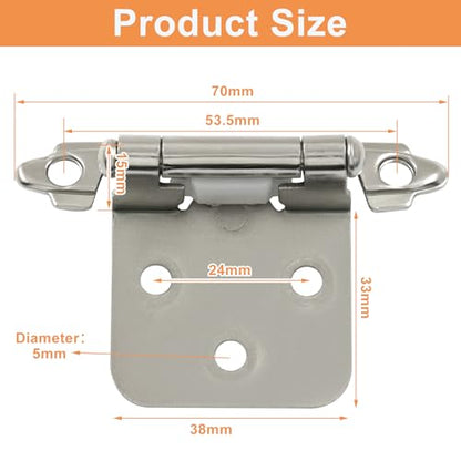 Self Closing Cabinet Hinges, 10 Pack, Silver - color: Silver