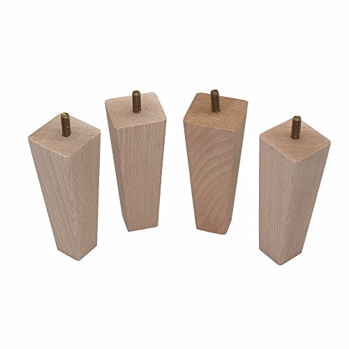WEICHUAN 4.5 Inch Tapered Solid Beech Wood Furniture Sofa Couch Legs Set of 4 (Pack of 2) - color: Straight- Set of 4, size: 4.5" (Pack of 2)