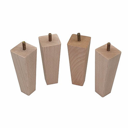 WEICHUAN 4.5 Inch Tapered Solid Beech Wood Furniture Sofa Couch Legs Set of 4 (Pack of 2) - color: Straight- Set of 4, size: 4.5" (Pack of 2)