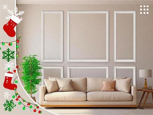 6 Set Pre-Cut Wall Molding Kit, Ready to Assemble Decorative Panels for Accent Wall Design - Installed with Glue, 3 Top 3 Bottom Accent Pieces for Bedroom & Living Room Interior Decor