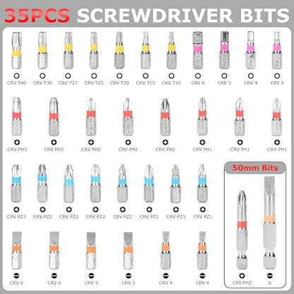3.6V Electric Screwdriver Rechargeable, Cordless Screwdriver - color: Red-36pcs