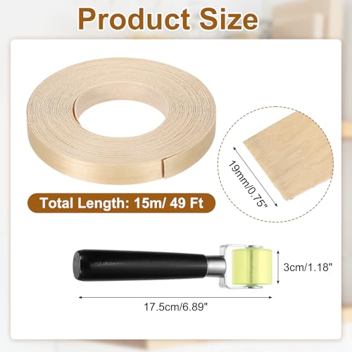 uxcell 3/4" x 49 ft Wood Edge Banding Pre-Glued Iron On Edging Strip Birch - color: Birch, size: 3/4" x 49 ft