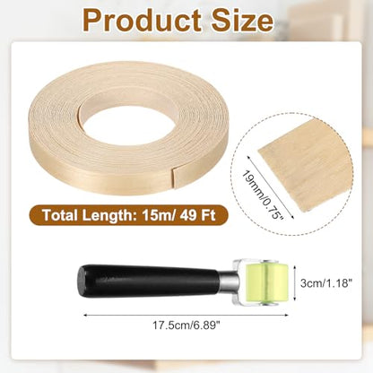 uxcell 3/4" x 49 ft Wood Edge Banding Pre-Glued Iron On Edging Strip Birch - color: Birch, size: 3/4" x 49 ft
