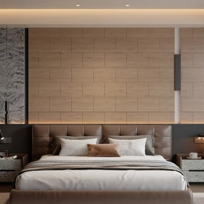 Yutianli Acoustical Wood Wall Panels Peel and Stick 17-Piece 14.2" X 9.5" Faux Wood Slat Panel Artificial Black Oak Wood Grain PVC Self-Adhesive Soundproof 3D Wall Panel Foam Wallpaper - color: Oak