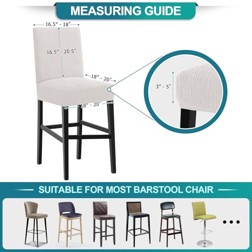 Turquoize 100% Waterproof Bar Stool Cover Stretch Washable Barstool Seat Covers Set of 4, Removable Bar Chair Covers with Backs, Counter Height Chair Cover for Kitchen Dining Room Cafe (4, Pale Oak) - color: Waterproof-pale Oak
