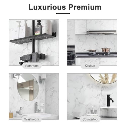 Dimoon 15.7''x78.7'' Marble Peel and Stick Wallpaper White Granite Contact Paper for Countertops Waterproof Kitchen New Environmentally Friendly Materials Thickening Upgrade Renter Friendly Vinyl Wrap - size: 78.7" x 15.7"