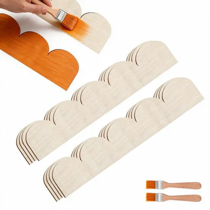 Unfinished Scalloped Decorative Wood Trim - color: scalloped 15.75 x 3.54“-8pcs