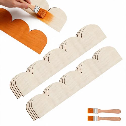 Unfinished Scalloped Decorative Wood Trim - color: scalloped 15.75 x 3.54“-8pcs