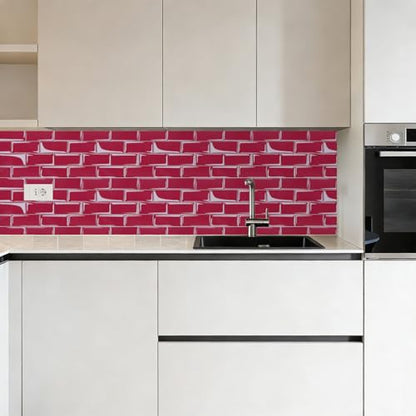 HARFINGTON Peel and Stick Backsplash Tiles 9.4"x4.7" Burgundy, 10Pcs - color: Burgundy