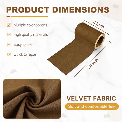 Velvet Repair Patch, Self-Adhesive Flannel Fabric Patch, Multi Colors, Microfiber Patch，Can be Used to Patch Sofas, Car Seats, Handbags, Jacket Holes and Tears (Brown) - color: Brown, size: 4" x 30"-2 ROLLS