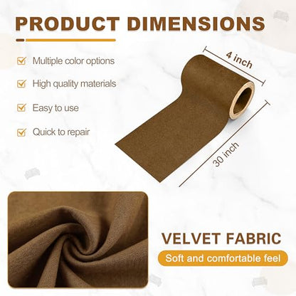 Velvet Repair Patch, Self-Adhesive Flannel Fabric Patch, Multi Colors, Microfiber Patch，Can be Used to Patch Sofas, Car Seats, Handbags, Jacket Holes and Tears (Brown) - color: Brown, size: 4" x 30"-2 ROLLS