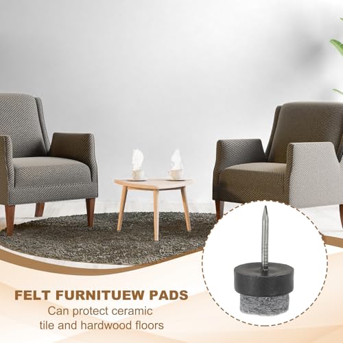 PATIKIL 14 mm Nail-on Felt Pads 40Pcs Round Felt Furniture Sliders Black - color: Black, size: 14 mm