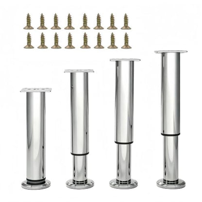4Pcs Adjustable Silver Metal Furniture Legs 9.64-15.7Inch Cabinet Desk Sofa - color: Silver, size: 9.64"-15.7"-Set of 4