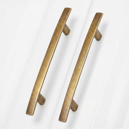 homdiy 5 Pack Antique Brass Cabinet Pulls, Solid Zinc Alloy, 5 Inch CC - color: Antique Brass, size: 5 Inch Hole Center