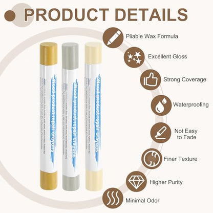 uxcell 3Pcs Wood Filler Sticks, Wax Crayons, 3 Colors Bright Brown Series - color: Bright Brown Series