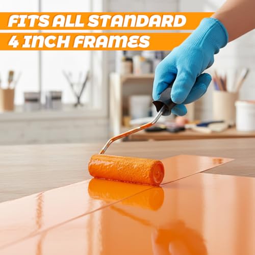 5 PCS 4.13 Inch Paint Roller, Small Paint Roller Reusable High Density Foam Rollers Cover Mini Paints Rollers Refills for Smooth Finish on Cabinets Trim Skirting Furniture