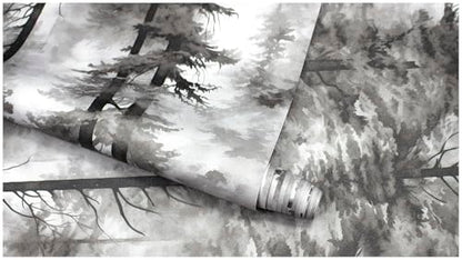 HAOKHOME Forest Peel and Stick Wallpaper Black White Tree Mural Bathroom - color: Grey/Black/White, size: 17.3in x 9.8ft
