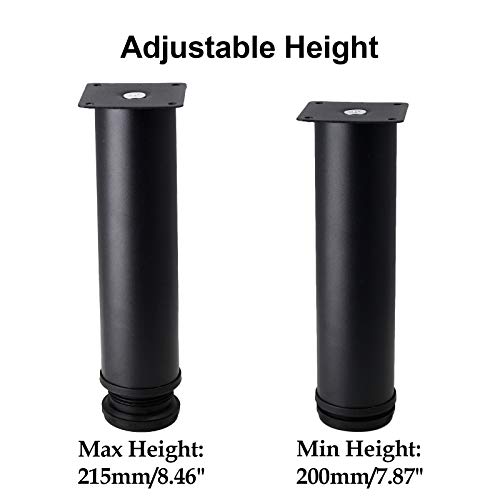 Set of 4 Adjustable Stainless Steel Furniture Legs 8 Inch Black - color: Black, size: 8 inch