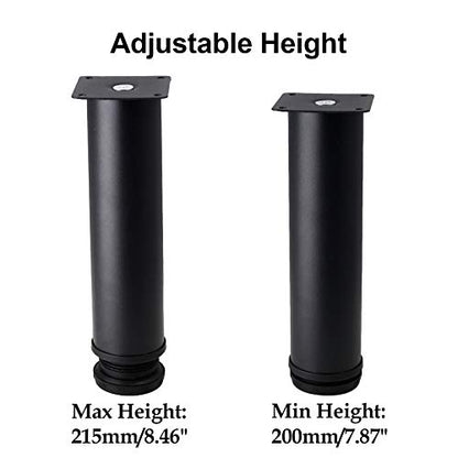 Set of 4 Adjustable Stainless Steel Furniture Legs 8 Inch Black - color: Black, size: 8 inch