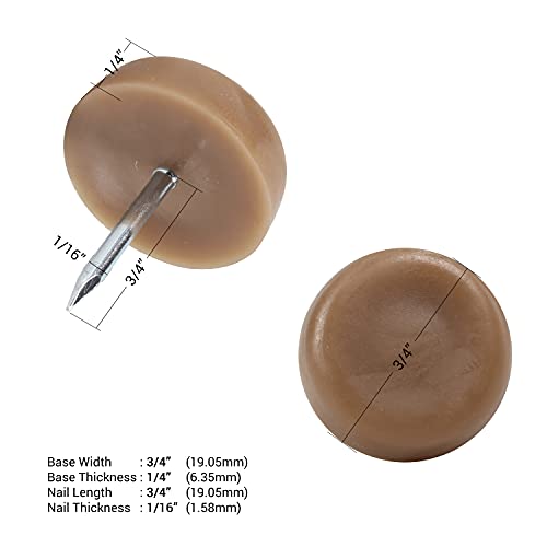 25 Pack Rok Hardware 3/4″ (19mm) Standard Nail On Furniture Glides in Brown Color, Flat Head, Chair Foot Glides, SLG34BRN - color: Brown