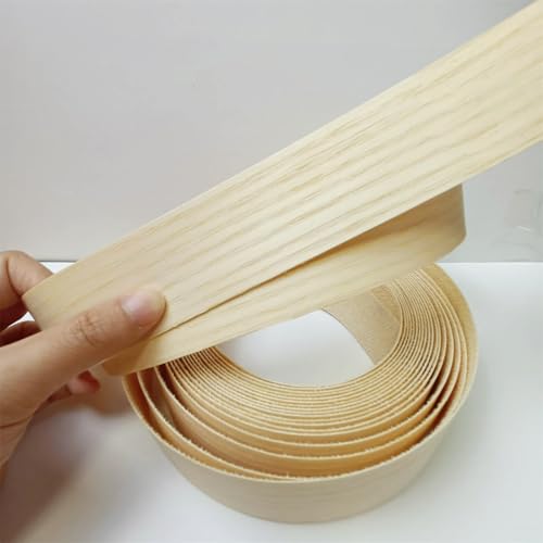 Ash Wood Veneer Edge Banding Roll 1-1/2 inch X 26ft -Pre-glued Iron On Veneer Edging Strip-Backed with Hot Melt Adhesive-Flexible Plywood Edgebanding Apply for Furniture Door Desk