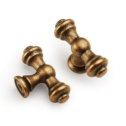 Amerdeco 10 Pack Antique Brass Kitchen Cabinet Knobs 2.1 Inch(53mm) Single Hole Cabinet Handles Dresser Knobs Drawer Knobs and Pulls for Bathroom Cabinets - color: Antique Brass, size: Knobs