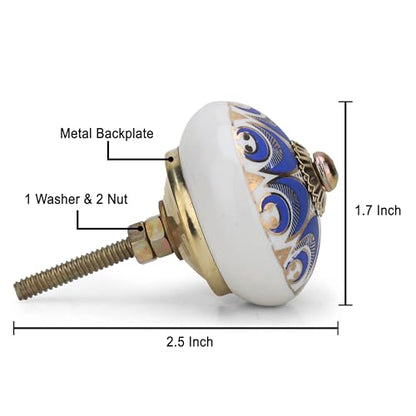 Navy Blue Ceramic Cabinet Knobs (Pack of 4) - color: Navy Blue, style: Art Deco