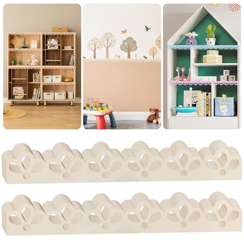 30 Pack Scalloped Wood Trim, Floral Cutout Pattern Design, 15.75 x 2.17 inch - color: 15.75"x2.17" 30 Pack