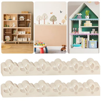 30 Pack Scalloped Wood Trim, Floral Cutout Pattern Design, 15.75 x 2.17 inch - color: 15.75"x2.17" 30 Pack