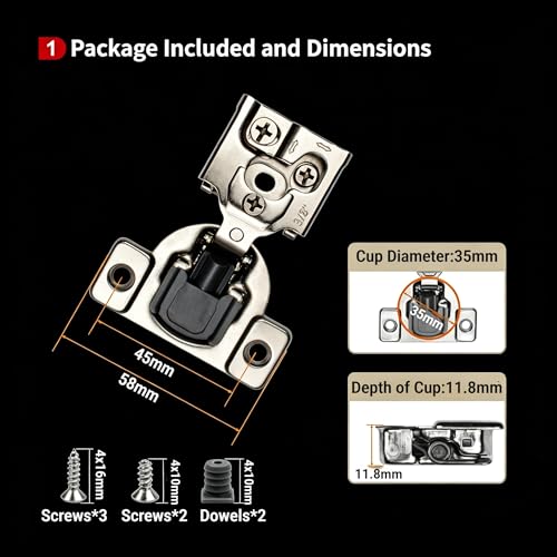 50 Pcs 3/8" Overlay Soft Close Cabinet Hinges 105° 3D Adjustable - size: 3/8 Inch