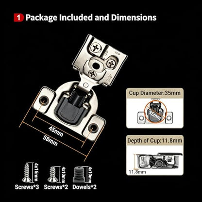 50 Pcs 3/8" Overlay Soft Close Cabinet Hinges 105° 3D Adjustable - size: 3/8 Inch