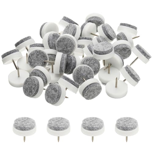 PATIKIL 24 mm Nail-on Felt Pads 40Pcs Round Felt Furniture Sliders White - color: White, size: 24 mm