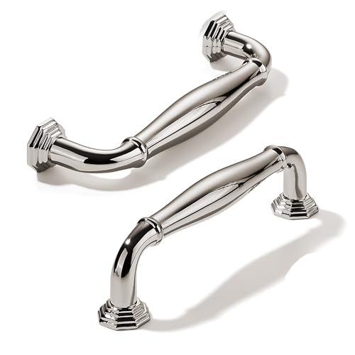 2 Pack 3 Inch Hole Center Polished Nickel Heavy Duty Solid Cabinet pulls Ideal for Dressers, Bathroom, cabinets, and Kitchens cabinets. - color: Polished Nickel, size: 3 Inch Hole Center, style: 2 Pack